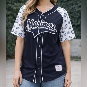 Mariners Women's Baseball Jersey - Navy and White